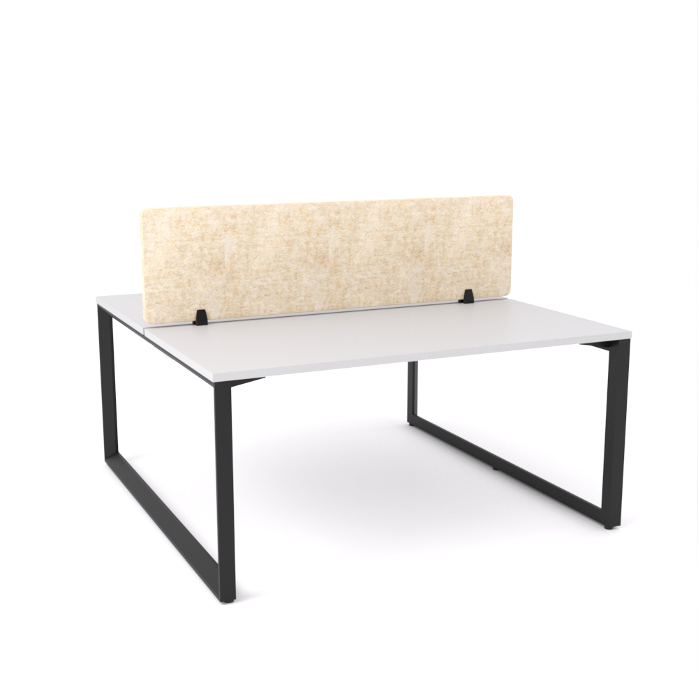 California Office Workstations (Loop Legs) 2-User Double-Sided Desk With AcoustiQ Screen (Natural Screen)-Elite Office Furniture