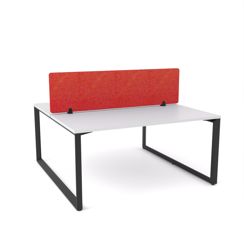 California Office Workstations (Loop Legs) 2-User Double-Sided Desk With AcoustiQ Screen (Red Screen)