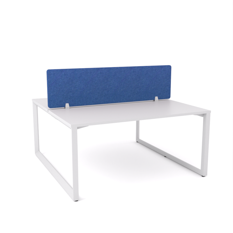 California Office Workstations (Loop Legs) 2-User Double-Sided Desk With AcoustiQ Screen (Cobalt Blue Screen)