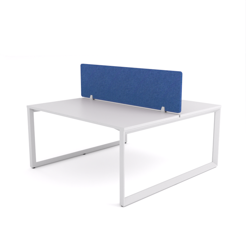 California Office Workstations (Loop Legs) 2-User Double-Sided Desk With AcoustiQ Screen (Cobalt Blue Screen)