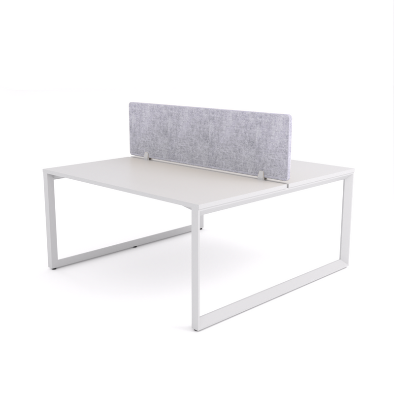 California Office Workstations (Loop Legs) 2-User Double-Sided Desk With AcoustiQ Screen (Marble Gray Screen)