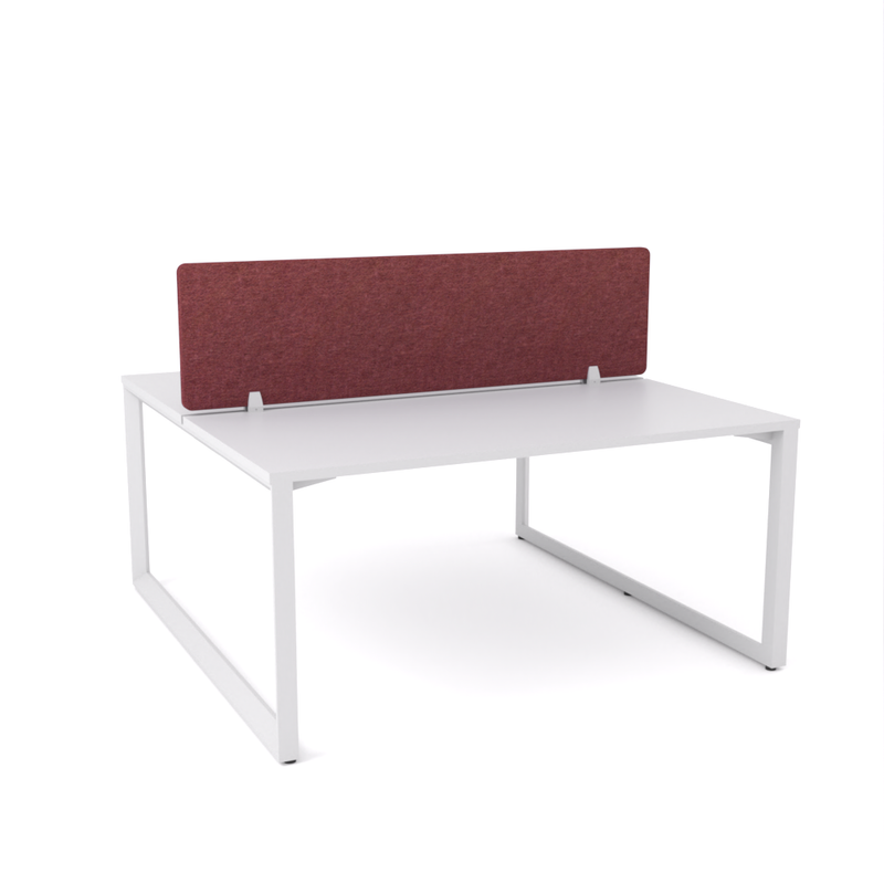 California Office Workstations (Loop Legs) 2-User Double-Sided Desk With AcoustiQ Screen (Maroon Screen)