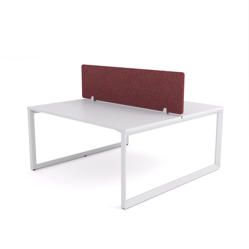California Office Workstations (Loop Legs) 2-User Double-Sided Desk With AcoustiQ Screen (Maroon Screen)