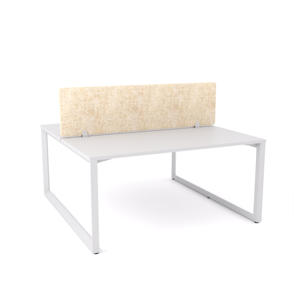 California Office Workstations (Loop Legs) 2-User Double-Sided Desk With AcoustiQ Screen (Natural Screen)-Elite Office Furniture