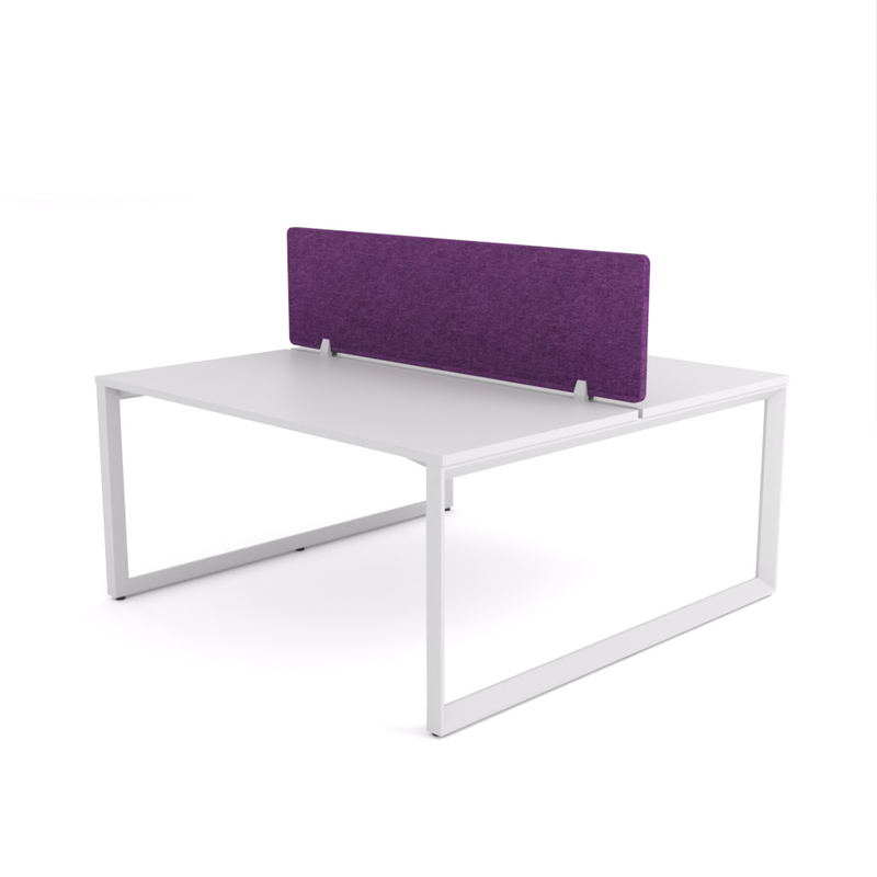 California Office Workstations (Loop Legs) 2-User Double-Sided Desk With AcoustiQ Screen (Purple Screen)