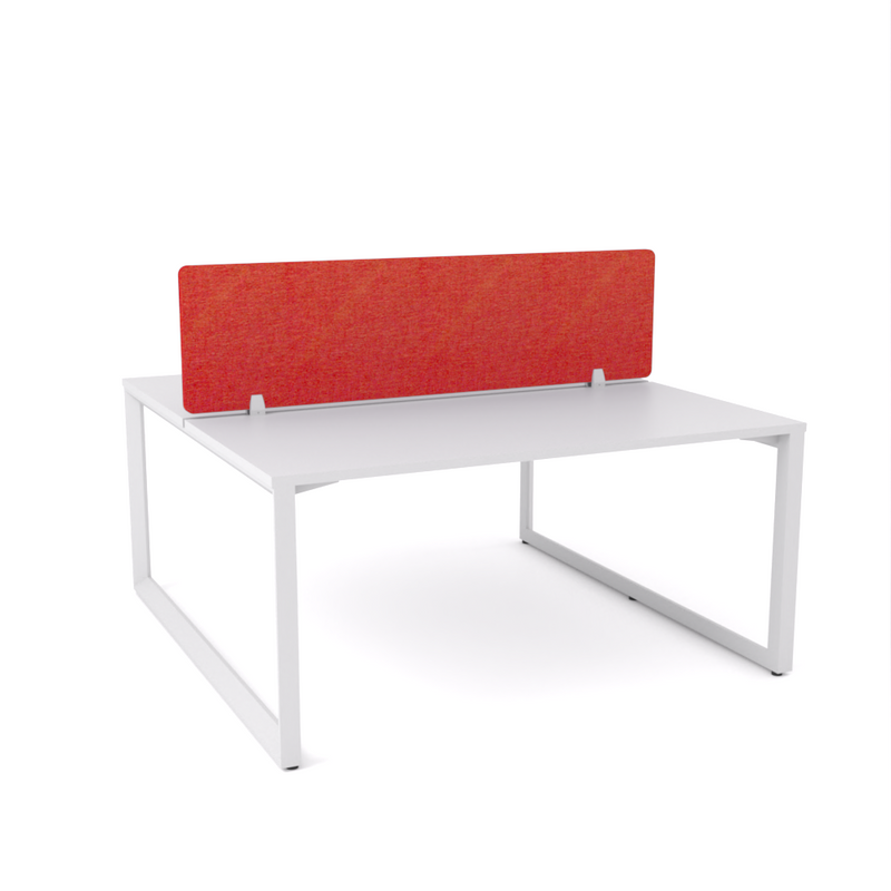 California Office Workstations (Loop Legs) 2-User Double-Sided Desk With AcoustiQ Screen (Red Screen)