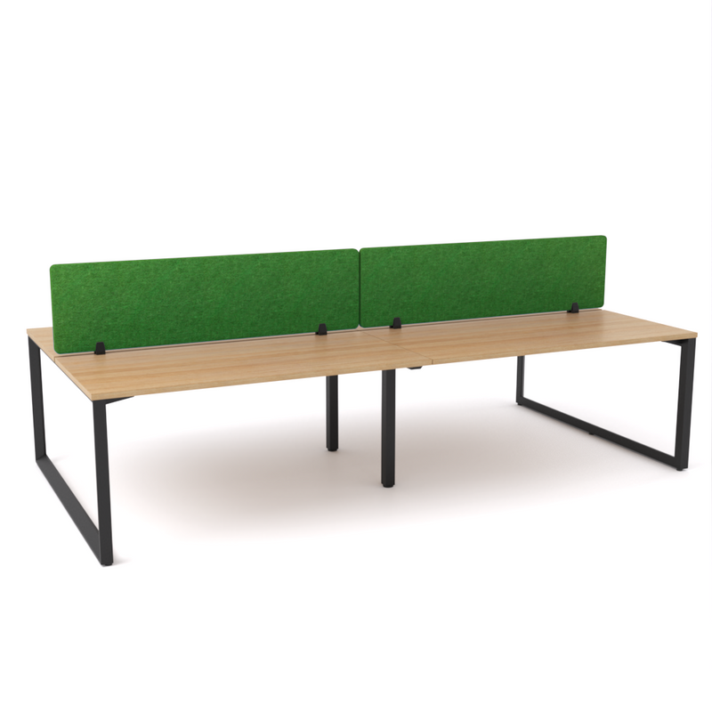 California Office Workstations (Loop Legs) 4-User Double-Sided Desk With AcoustiQ Screen (Green Screen)