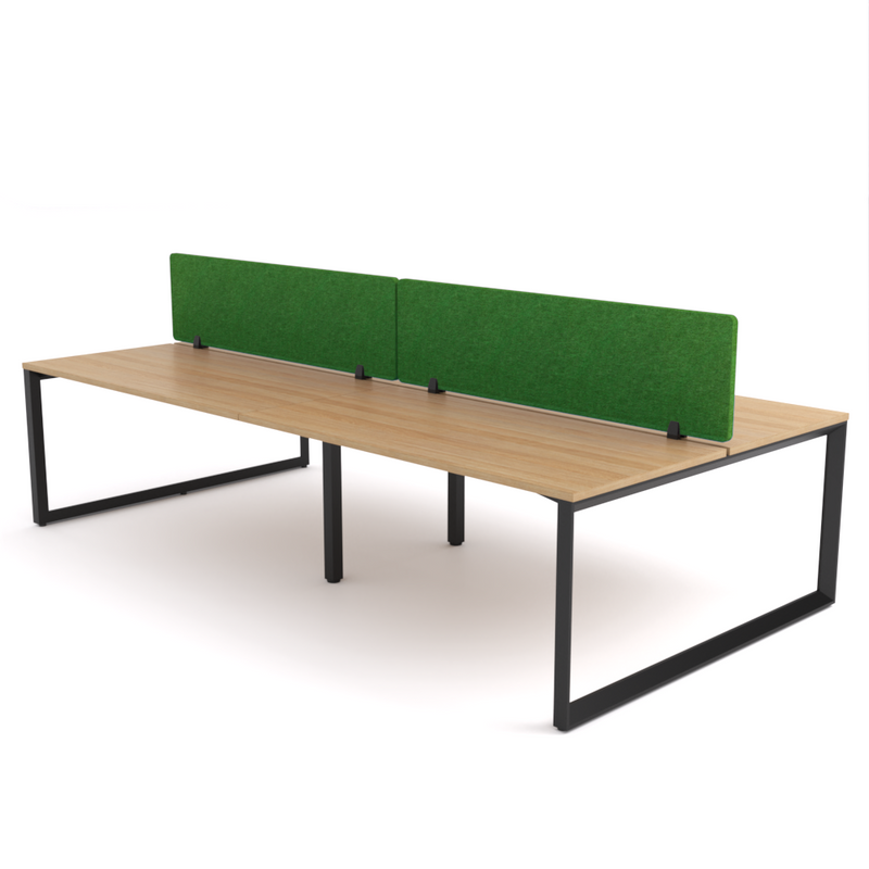 California Office Workstations (Loop Legs) 4-User Double-Sided Desk With AcoustiQ Screen (Green Screen)