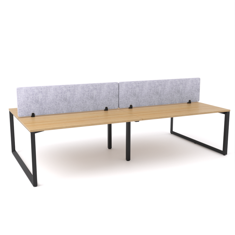 California Office Workstations (Loop Legs) 4-User Double-Sided Desk With AcoustiQ Screen (Marble Gray Screen)