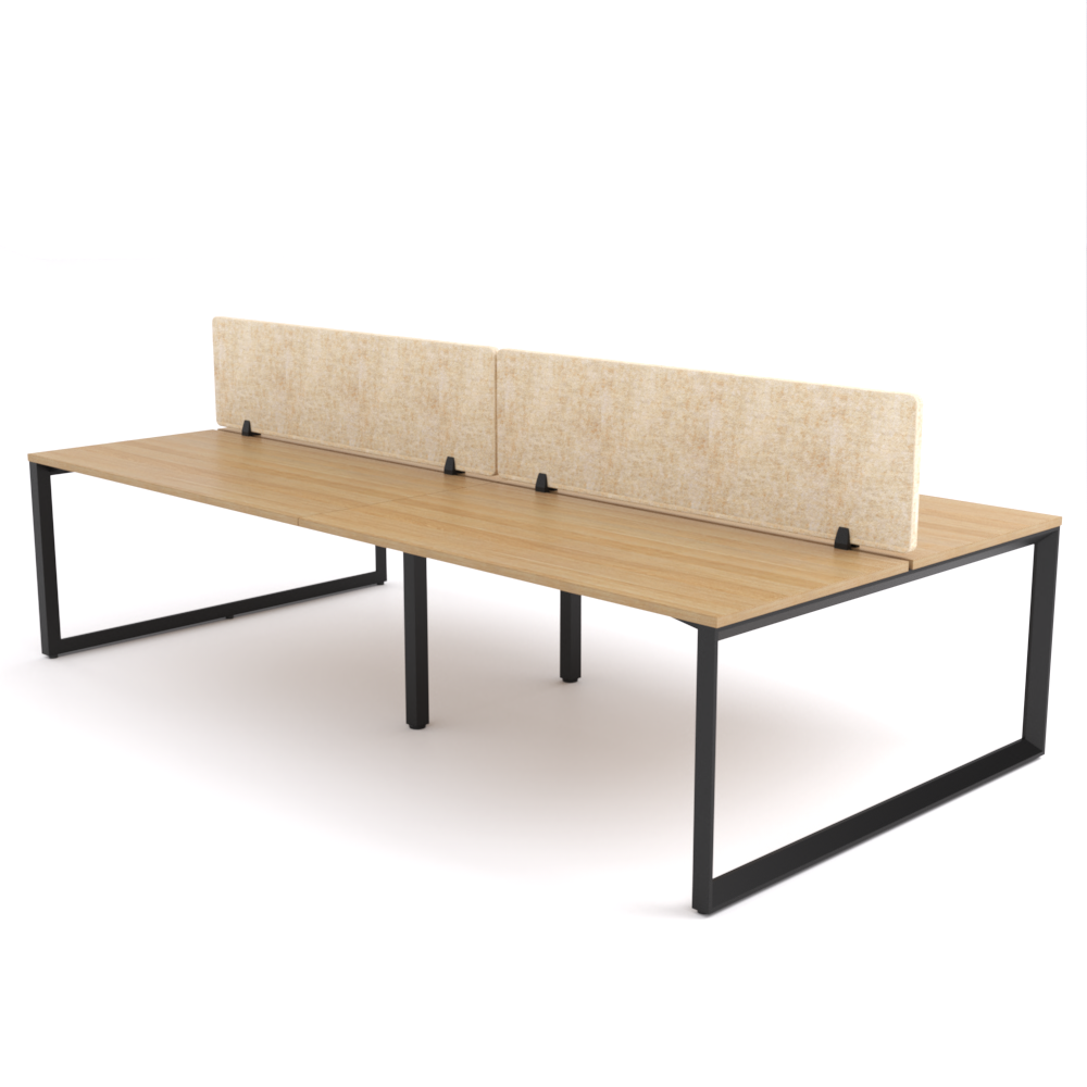 California Office Workstations (Loop Legs) 4-User Double-Sided Desk With AcoustiQ Screen (Natural Screen)