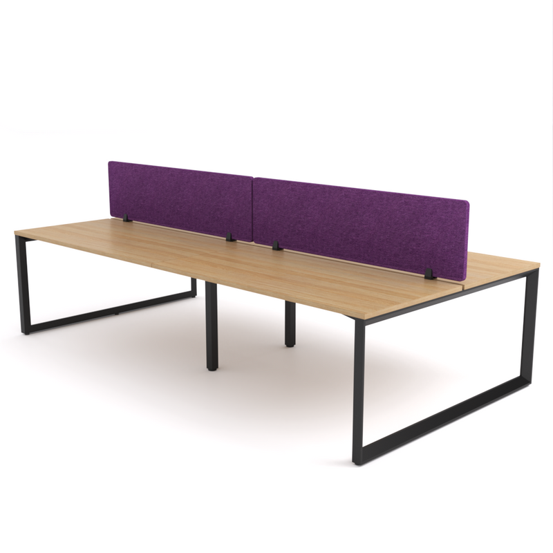 California Office Workstations (Loop Legs) 4-User Double-Sided Desk With AcoustiQ Screen (Purple Screen)