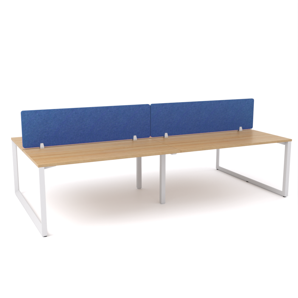 California Office Workstations (Loop Legs) 4-User Double-Sided Desk With AcoustiQ Screen (Cobalt Blue Screen)