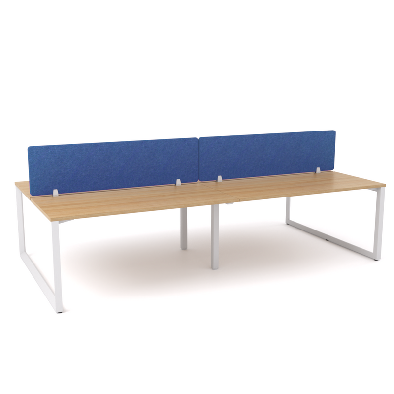 California Office Workstations (Loop Legs) 4-User Double-Sided Desk With AcoustiQ Screen (Cobalt Blue Screen)