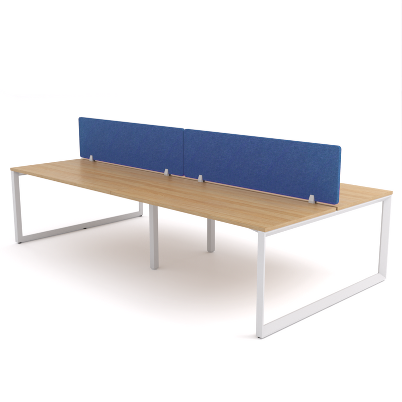 California Office Workstations (Loop Legs) 4-User Double-Sided Desk With AcoustiQ Screen (Cobalt Blue Screen)