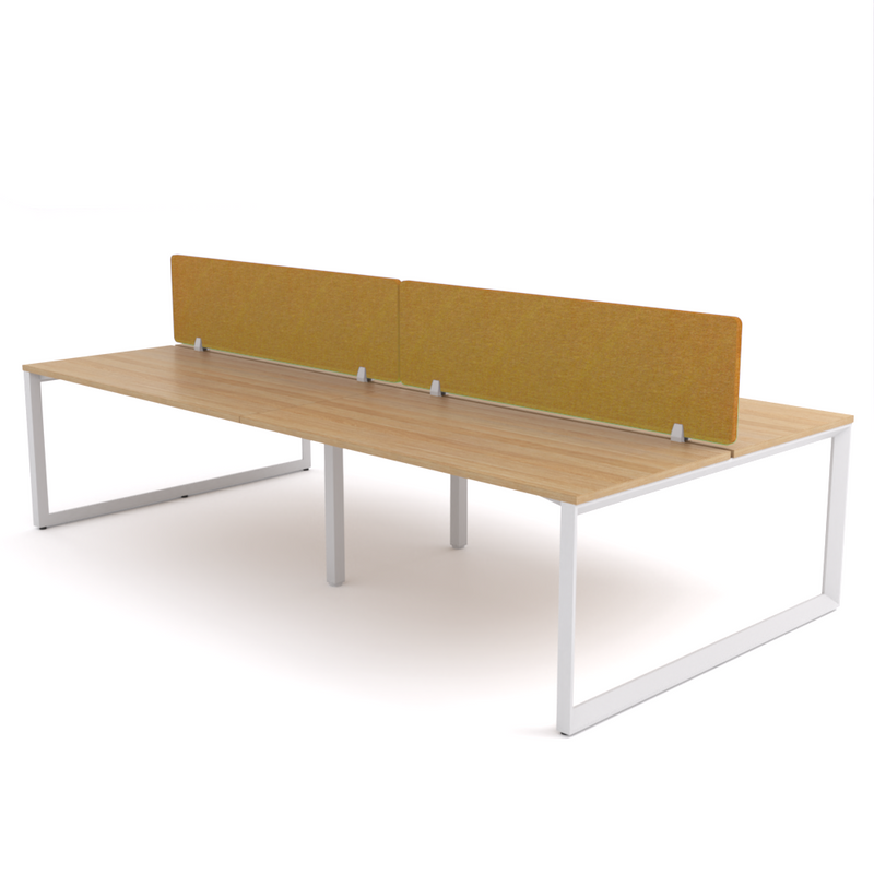 California Office Workstations (Loop Legs) 4-User Double-Sided Desk With AcoustiQ Screen (Golden Yellow Screen)