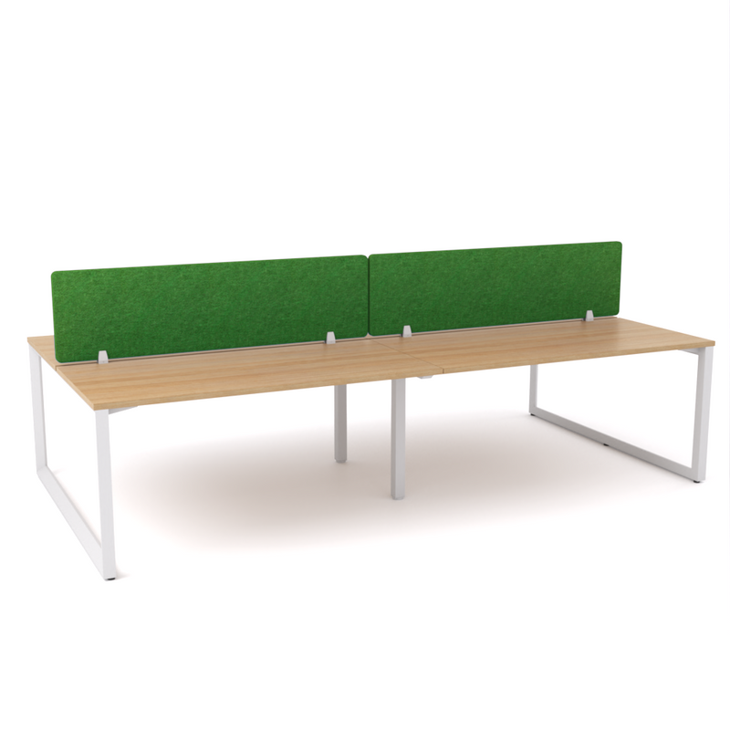 California Office Workstations (Loop Legs) 4-User Double-Sided Desk With AcoustiQ Screen (Green Screen)