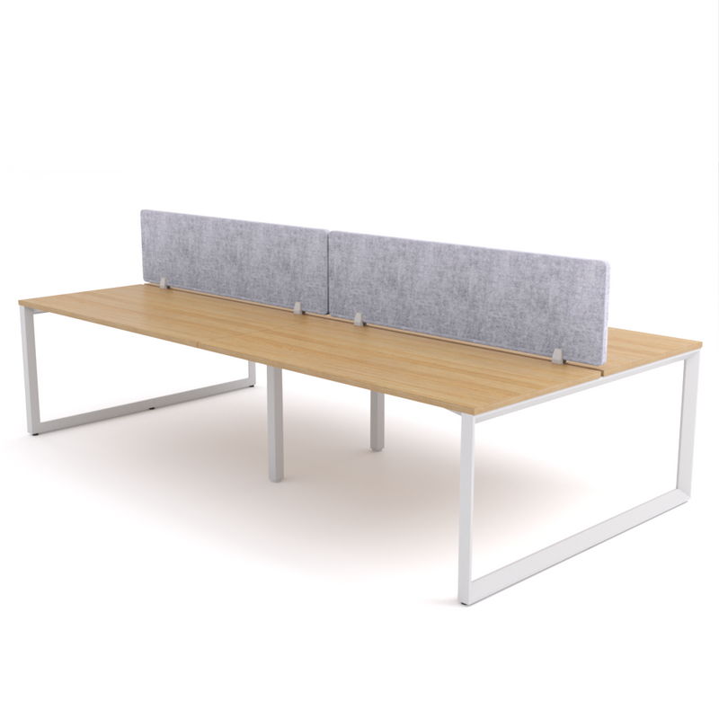 California Office Workstations (Loop Legs) 4-User Double-Sided Desk With AcoustiQ Screen (Marble Gray Screen)