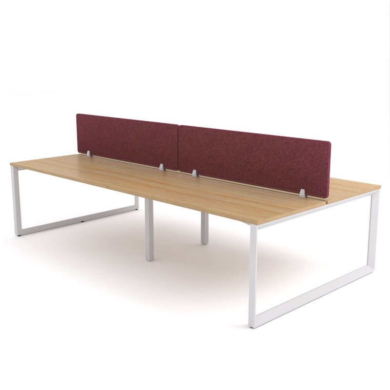 California Office Workstations (Loop Legs) 4-User Double-Sided Desk With AcoustiQ Screen (Maroon Screen)