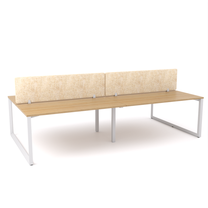 California Office Workstations (Loop Legs) 4-User Double-Sided Desk With AcoustiQ Screen (Natural Screen)