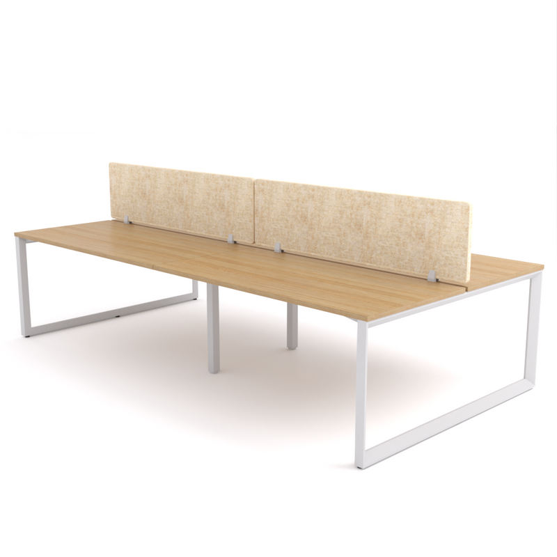 California Office Workstations (Loop Legs) 4-User Double-Sided Desk With AcoustiQ Screen (Natural Screen)
