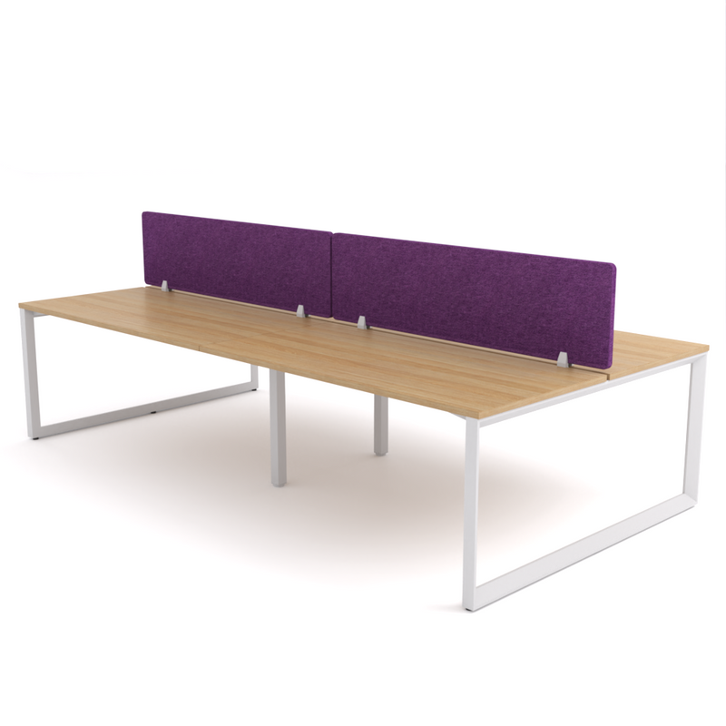 California Office Workstations (Loop Legs) 4-User Double-Sided Desk With AcoustiQ Screen (Purple Screen)