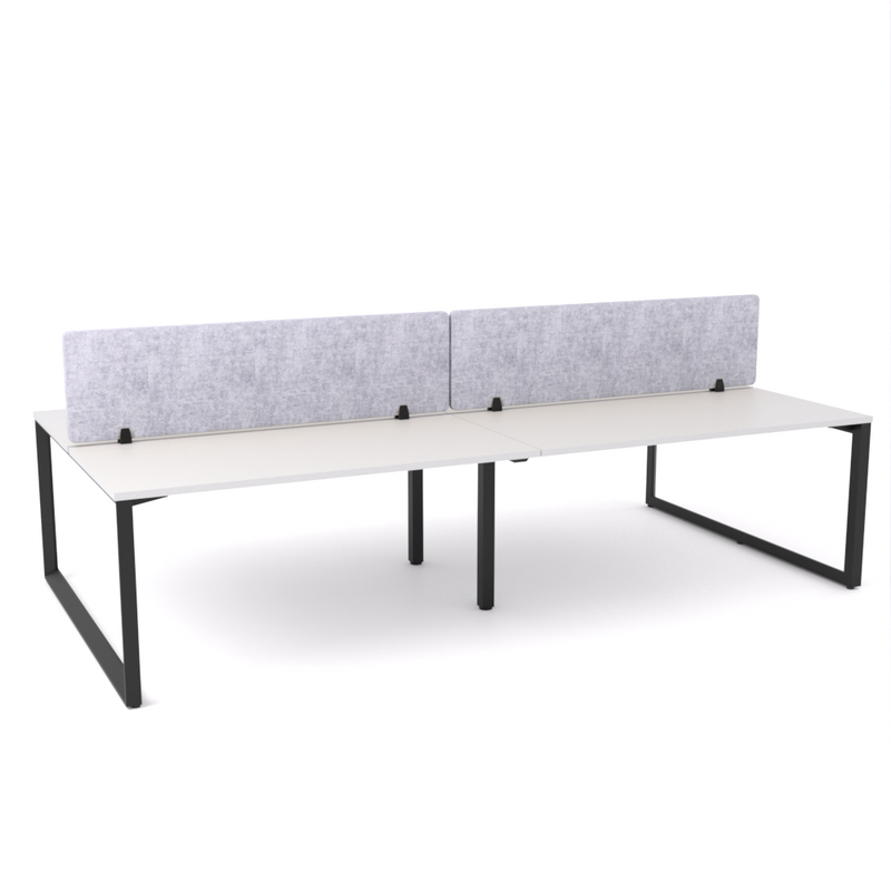 California Office Workstations (Loop Legs) 4-User Double-Sided Desk With AcoustiQ Screen (Marble Gray Screen)