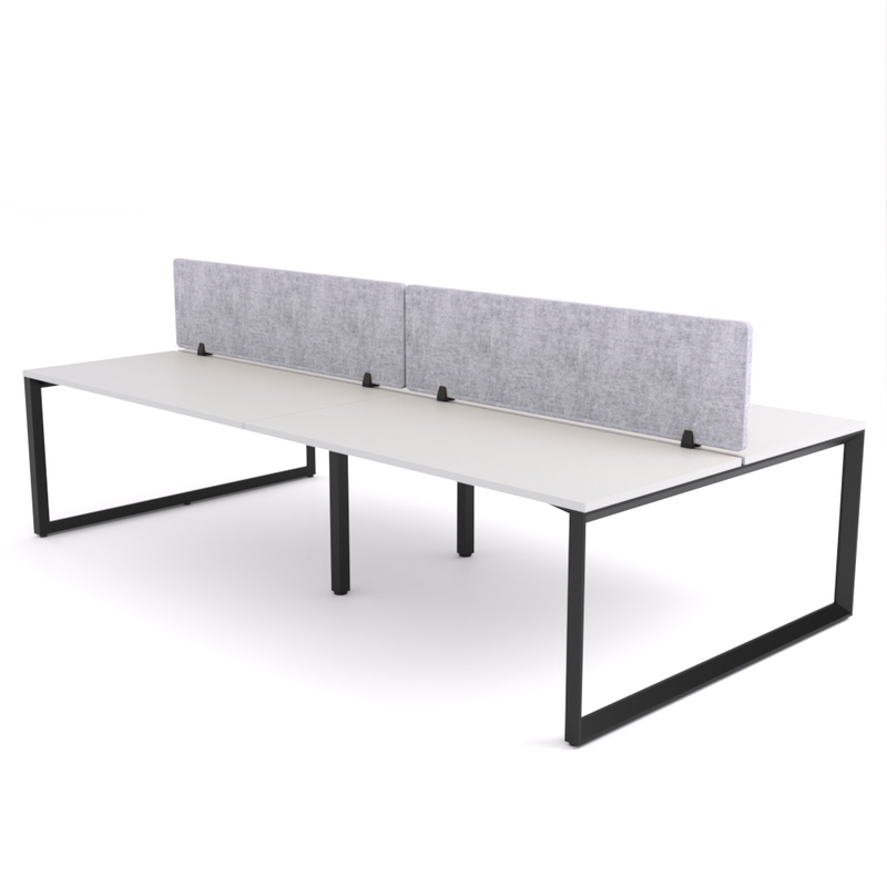 California Office Workstations (Loop Legs) 4-User Double-Sided Desk With AcoustiQ Screen (Marble Gray Screen)