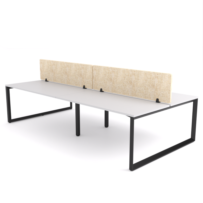 California Office Workstations (Loop Legs) 4-User Double-Sided Desk With AcoustiQ Screen (Natural Screen)