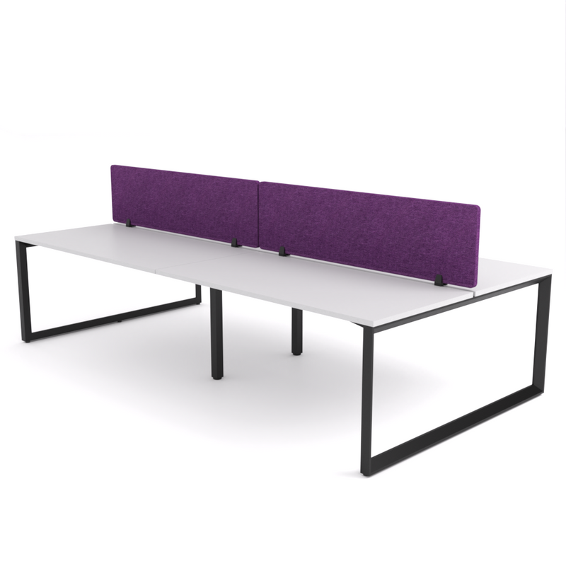 California Office Workstations (Loop Legs) 4-User Double-Sided Desk With AcoustiQ Screen (Purple Screen)