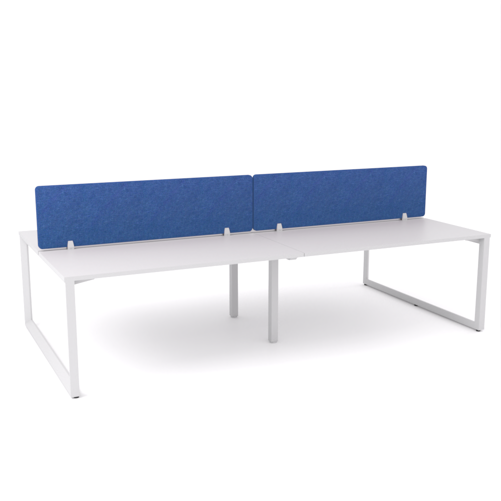 California Office Workstations (Loop Legs) 4-User Double-Sided Desk With AcoustiQ Screen (Cobalt Blue Screen)-Elite Office Furniture