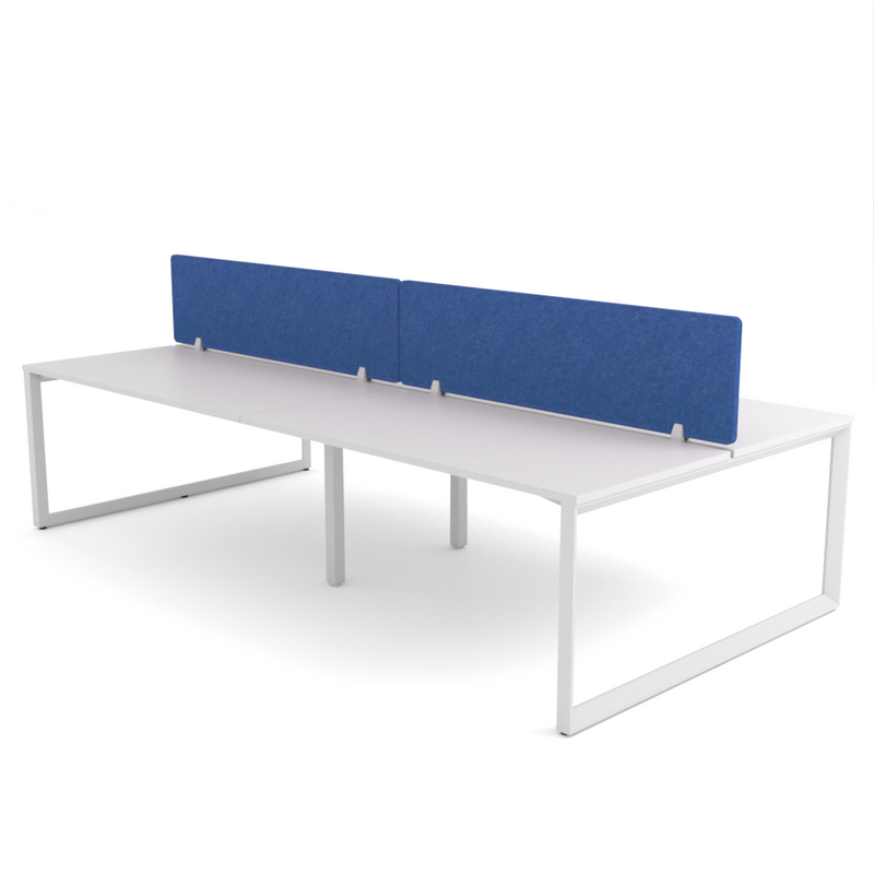 California Office Workstations (Loop Legs) 4-User Double-Sided Desk With AcoustiQ Screen (Cobalt Blue Screen)