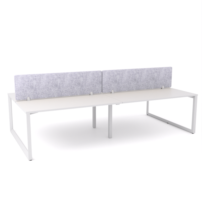 California Office Workstations (Loop Legs) 4-User Double-Sided Desk With AcoustiQ Screen (Marble Gray Screen)