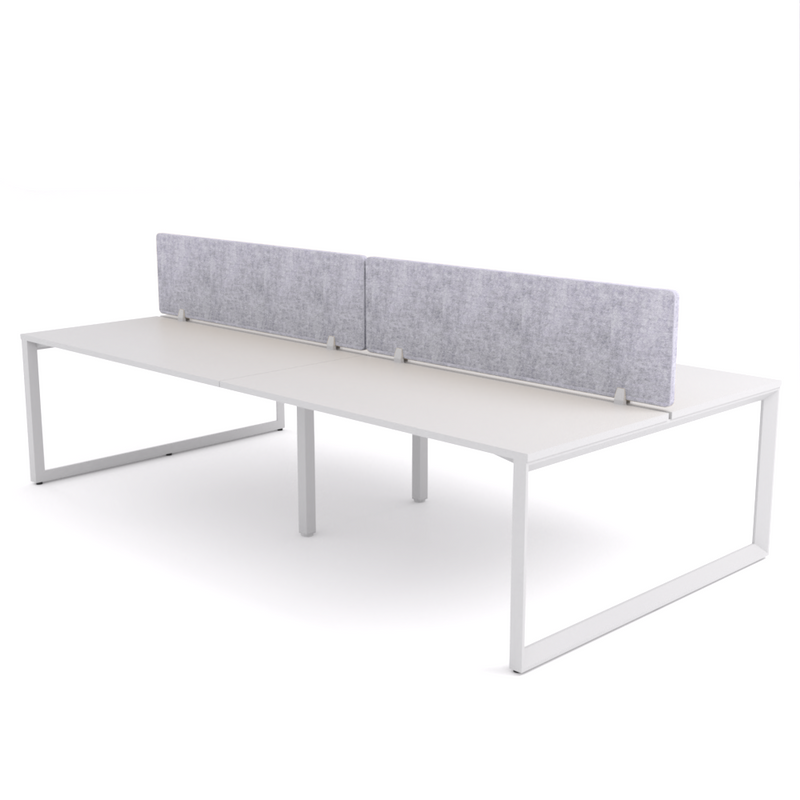 California Office Workstations (Loop Legs) 4-User Double-Sided Desk With AcoustiQ Screen (Marble Gray Screen)
