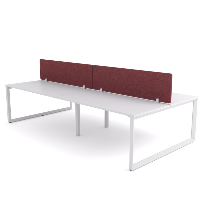 California Office Workstations (Loop Legs) 4-User Double-Sided Desk With AcoustiQ Screen (Maroon Screen)