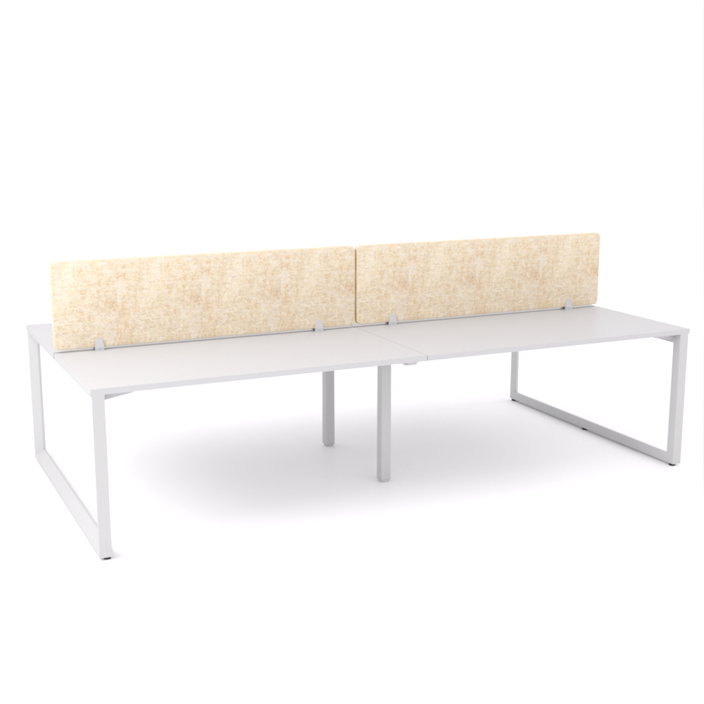 California Office Workstations (Loop Legs) 4-User Double-Sided Desk With AcoustiQ Screen (Natural Screen)-Elite Office Furniture