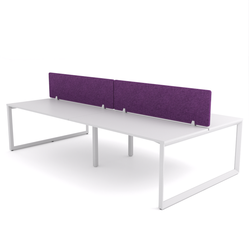 California Office Workstations (Loop Legs) 4-User Double-Sided Desk With AcoustiQ Screen (Purple Screen)