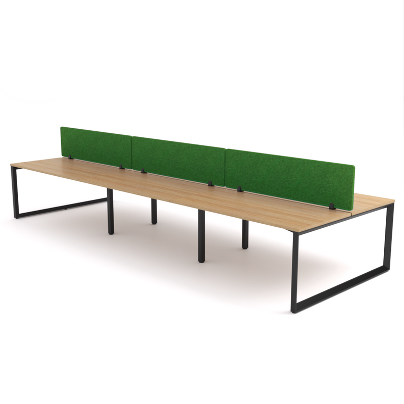 California Office Workstations (Loop Legs) 6-User Double-Sided Desk With AcoustiQ Screen (Green Screen)