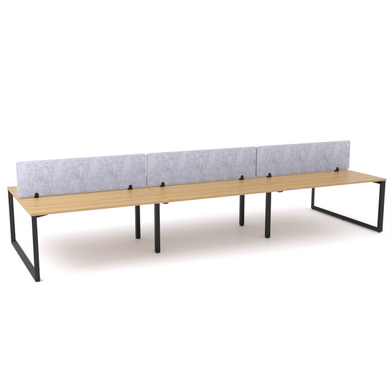 California Office Workstations (Loop Legs) 6-User Double-Sided Desk With AcoustiQ Screen (Marble Gray Screen)