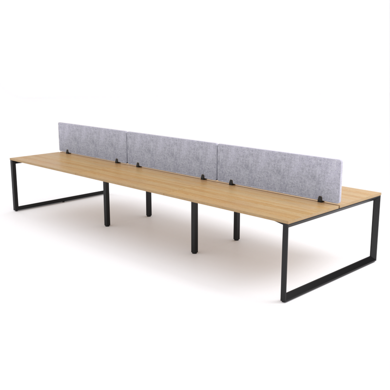 California Office Workstations (Loop Legs) 6-User Double-Sided Desk With AcoustiQ Screen (Marble Gray Screen)