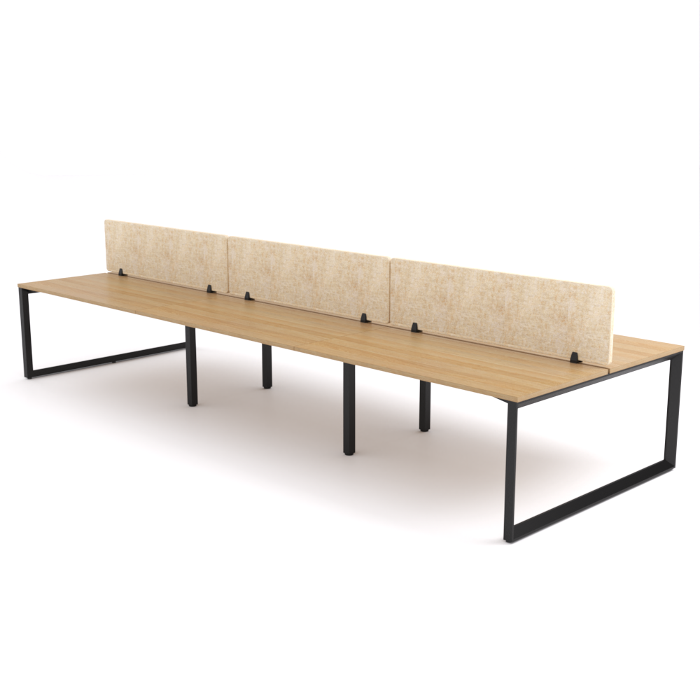 California Office Workstations (Loop Legs) 6-User Double-Sided Desk With AcoustiQ Screen (Natural Screen)