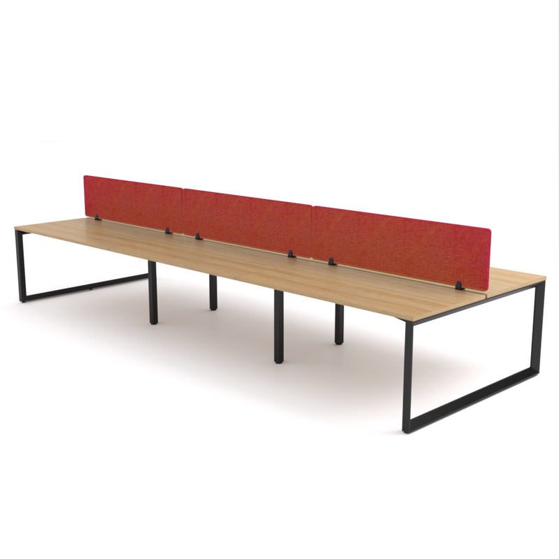 California Office Workstations (Loop Legs) 6-User Double-Sided Desk With AcoustiQ Screen (Red Screen)