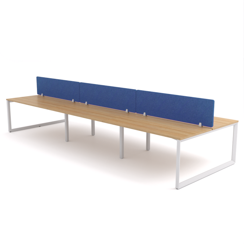 California Office Workstations (Loop Legs) 6-User Double-Sided Desk With AcoustiQ Screen (Cobalt Blue Screen)