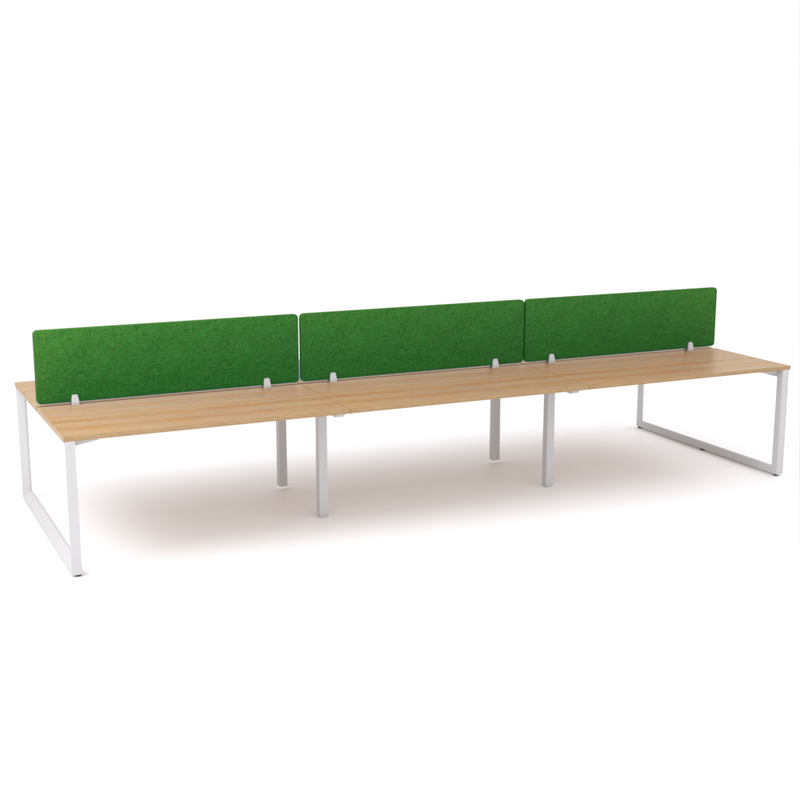 California Office Workstations (Loop Legs) 6-User Double-Sided Desk With AcoustiQ Screen (Green Screen)