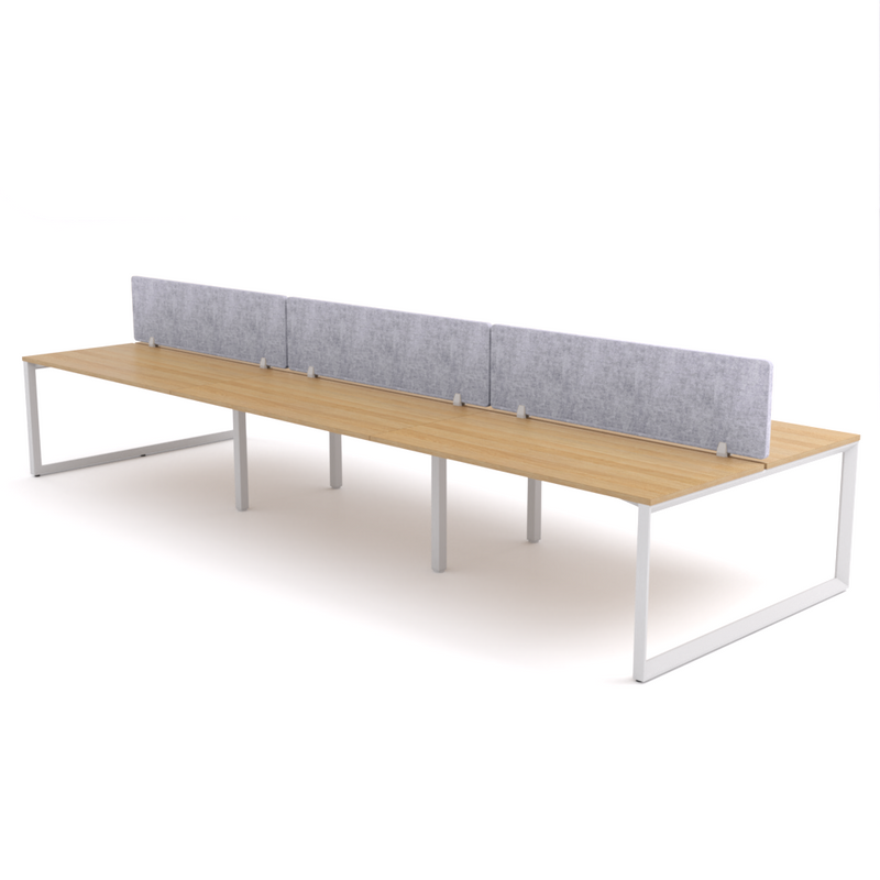 California Office Workstations (Loop Legs) 6-User Double-Sided Desk With AcoustiQ Screen (Marble Gray Screen)