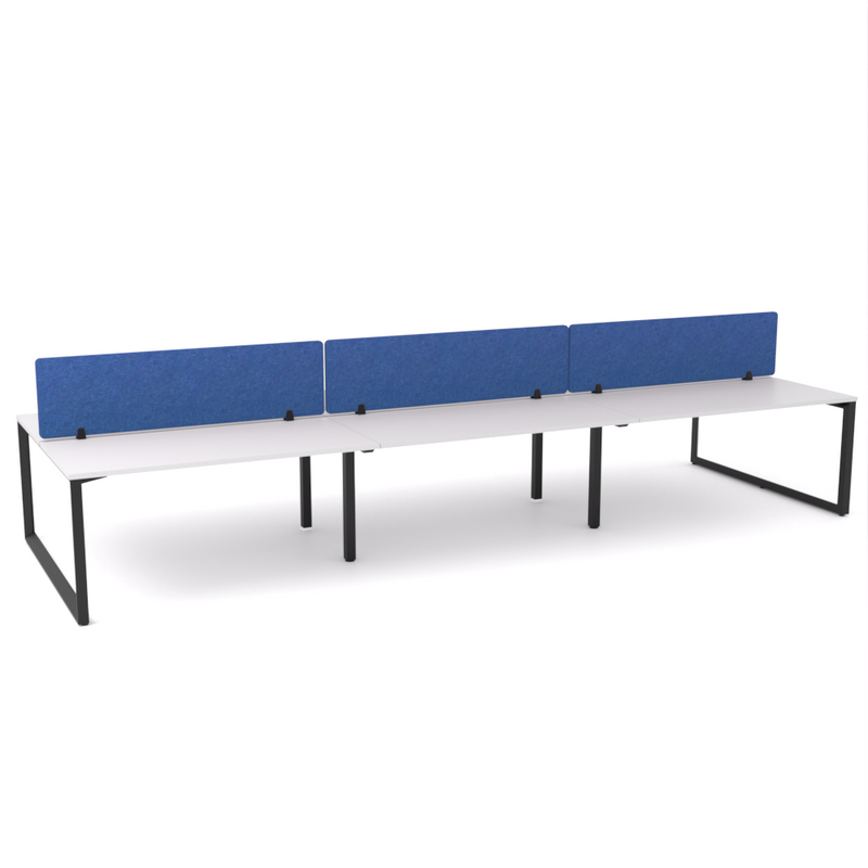 California Office Workstations (Loop Legs) 6-User Double-Sided Desk With AcoustiQ Screen (Cobalt Blue Screen)