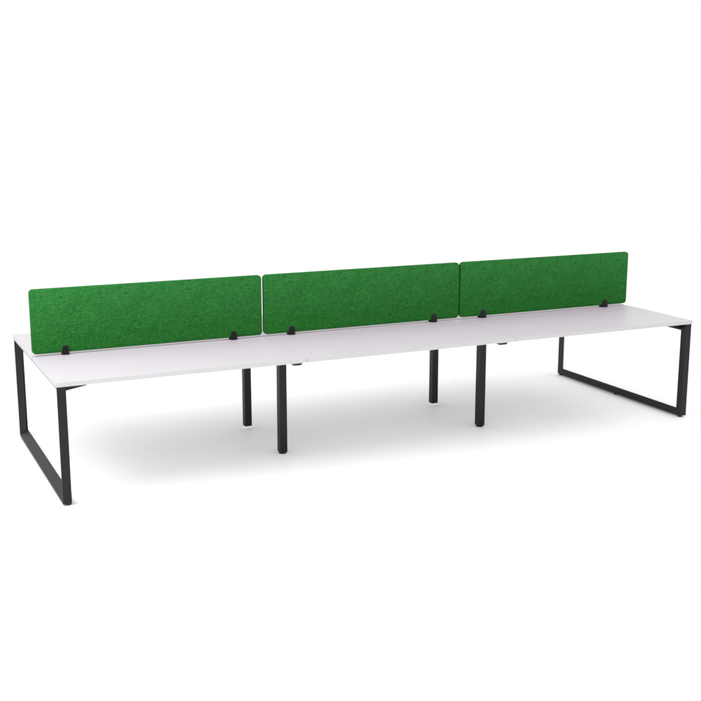 California Office Workstations (Loop Legs) 6-User Double-Sided Desk With AcoustiQ Screen (Green Screen)-Elite Office Furniture
