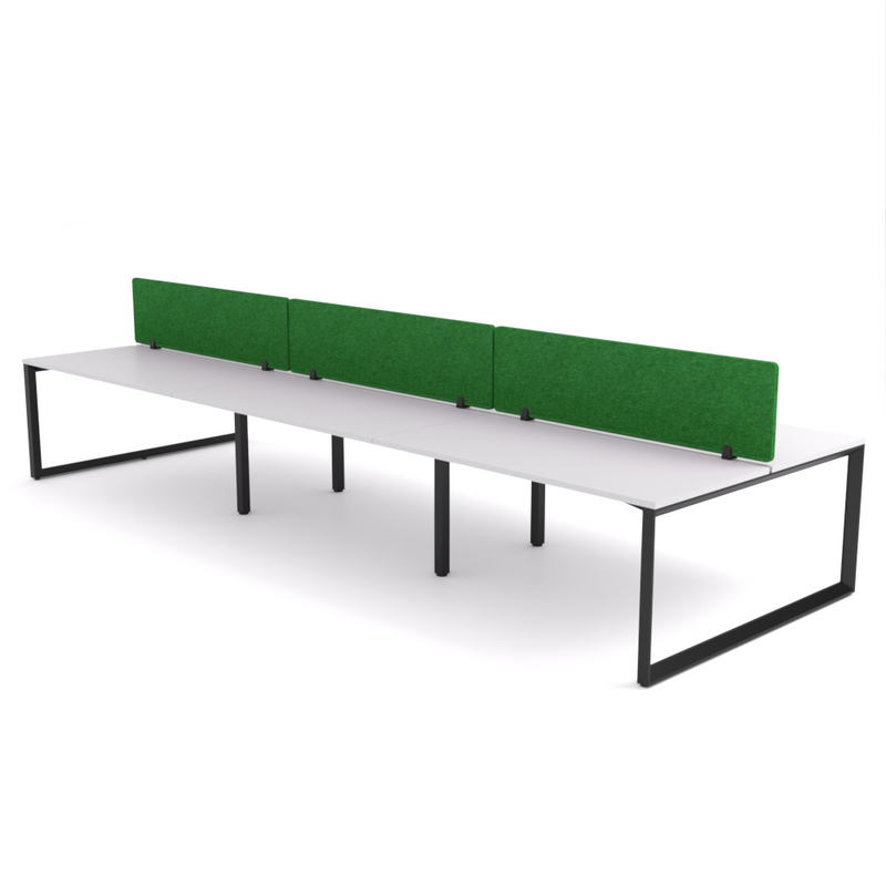 California Office Workstations (Loop Legs) 6-User Double-Sided Desk With AcoustiQ Screen (Green Screen)