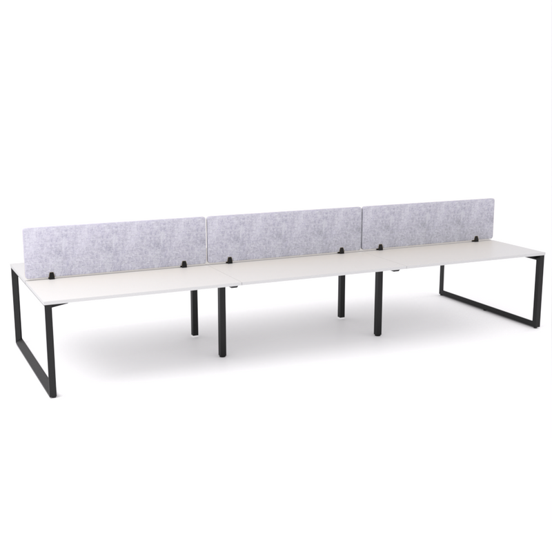 California Office Workstations (Loop Legs) 6-User Double-Sided Desk With AcoustiQ Screen (Marble Gray Screen)