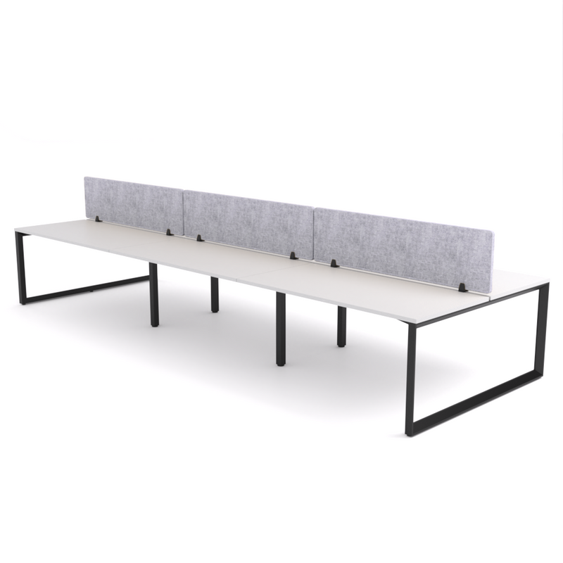 California Office Workstations (Loop Legs) 6-User Double-Sided Desk With AcoustiQ Screen (Marble Gray Screen)
