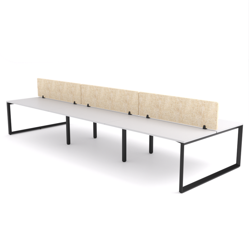 California Office Workstations (Loop Legs) 6-User Double-Sided Desk With AcoustiQ Screen (Natural Screen)